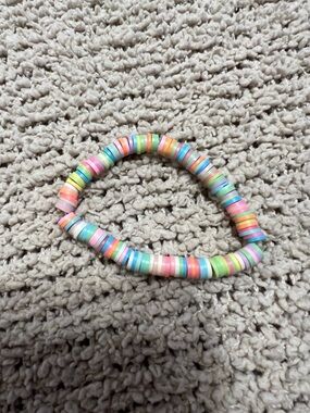Kids Multicolor Bead Stretch Bracelet - Pastel Rainbow